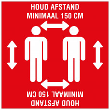 VLOERSTICKER HOUD AFSTAND (R/W) 280X280 MM GELAMINEERD