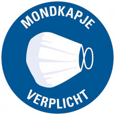 STICKER MONDKAPJE VERPLICHT (MET TEKST NL) 150 MM ROND