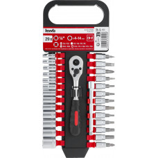 RATEL- EN DOPPEN SET 1/4"28 DELIG