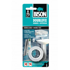 BISON DUBBEL FIX 1,5 MTR. X 19 MM. WIT OP KAART