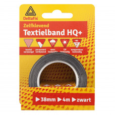 WATERVAST TEXTIELBAND ZWART 4 M 38 MM