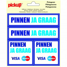 STICKER PINNEN JA GRAAG VISA MAESTRO 150X150 MM 4 STUKS