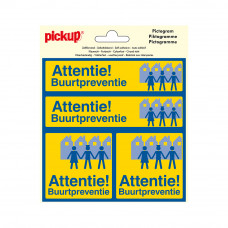 STICKER ATTENTIE BUURTPREVENTIE 150X150 MM 4 STUKS